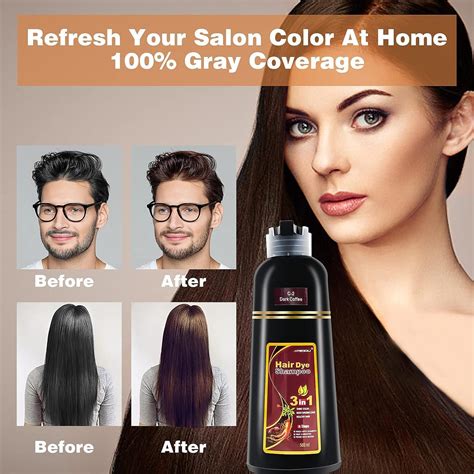 Fondiia Herbal Brown Hair Color Shampoo 500ml 3 In 1 Instant Hair Dye For Natural Gray And Dark