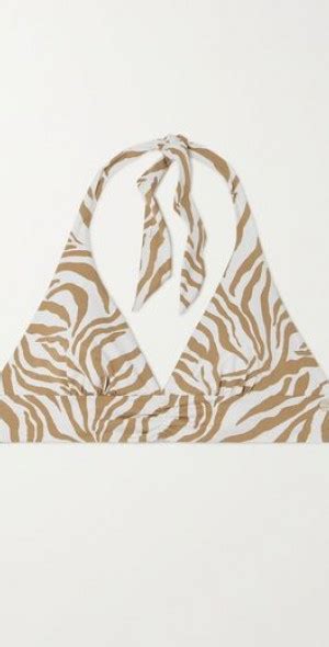 MAX MARA Beachwear Alberta Zebra Print Triangle Halterneck Bikini Top