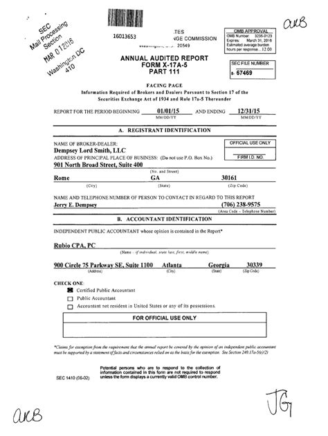 Fillable Online ANNUAL AUDITED REPORT FORM X 17A 5 PART 111 8 67469 01