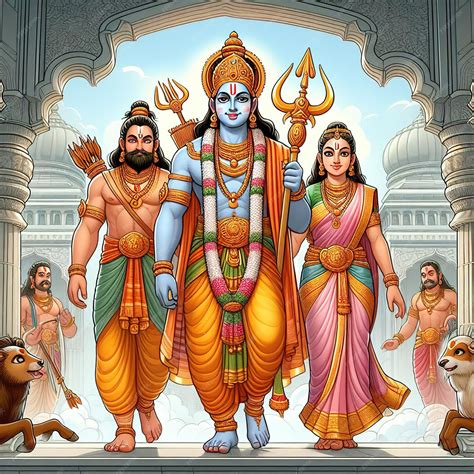 Premium Photo Lord Ram Returning To Ayodhya With Sita Mata And