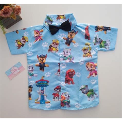 Camisa Temático Patrulha Canina Camisa Social Infantil Para Aniversário