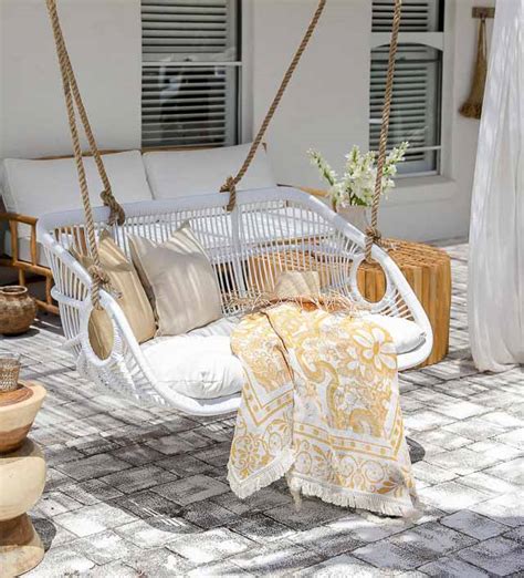 Outdoor White Bari Double Hanging Chair 120cm Haus Of Rattan