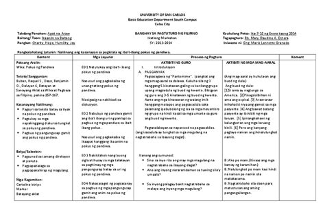 4a S Lesson Plan Format In Filipino Printable Templates Free