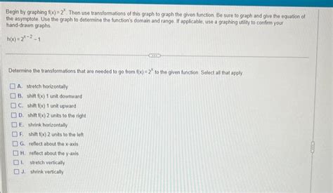 Solved Begin By Graphing F X X Then Use Transformations Chegg