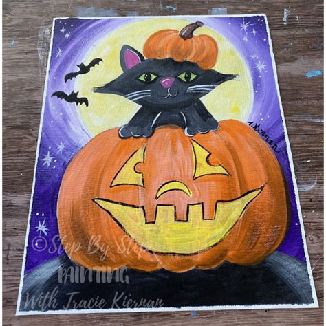 Halloween Cat Acrylic Painting - Online Tutorial