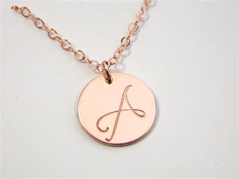 Rose Gold Initial Necklace Rose Gold Letter Necklace - Etsy