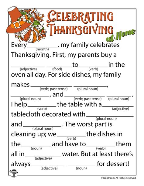 Mad Libs Thanksgiving Printable Printable Word Searches