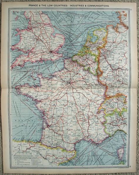 Original Map Of France Belgium And The Netherlands Etsy