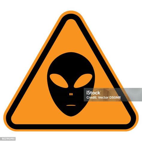 Ilustración De Señal De Advertencia Extraterrestres Silueta De Cabeza Marciana En Triángulo