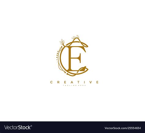 Letter e floral monogram rounded ornate elegant Vector Image