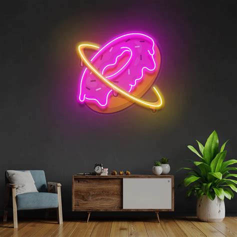 Donut Gezegeni Neon Art UV Baskı Neon Led Tabela NeuNeon