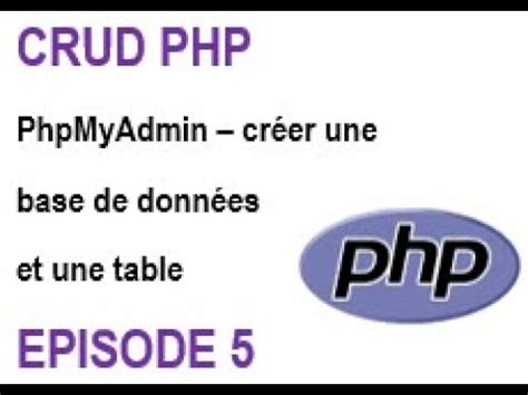 Opérations CRUD avec php Episode 5 phpMyAdmin créer une base de