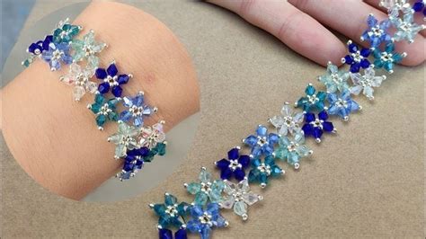 Kristal Boncuklu I Ek Bileklik Crystal Flower Bracelet With Bicone