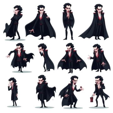 Vampire Halloween Characters Vector Set Male Vampire Dracula Character