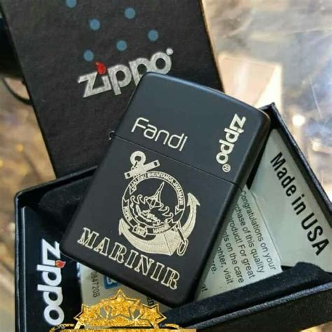 Promo Zippo Custom Korek Api Ukir Grafir Logo Marinir Kaporitxtore