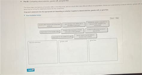 Solved Part B - ﻿Comparing natural selection, genetic drift, | Chegg.com