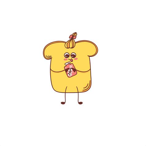 Cute and funny toast with jam, doodle illustration 7774862 Vector Art ...