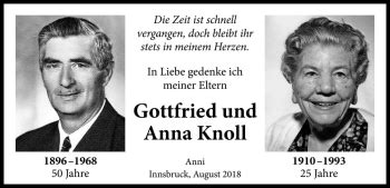 Traueranzeigen Von Gottfried Knoll Trauer Bz