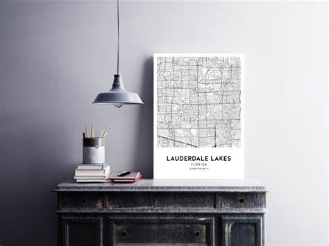 Lauderdale Lakes Map Print, Lauderdale Lakes Map Poster Wall Art, Fl ...