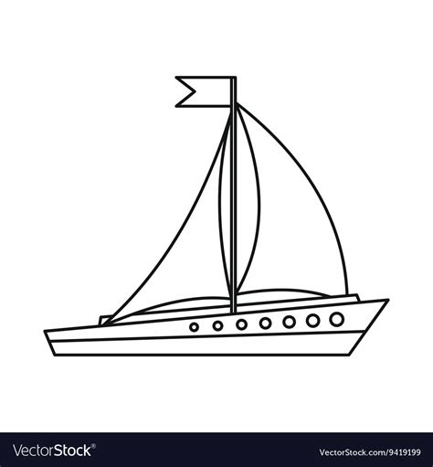 Sailing ship icon outline style Royalty Free Vector Image