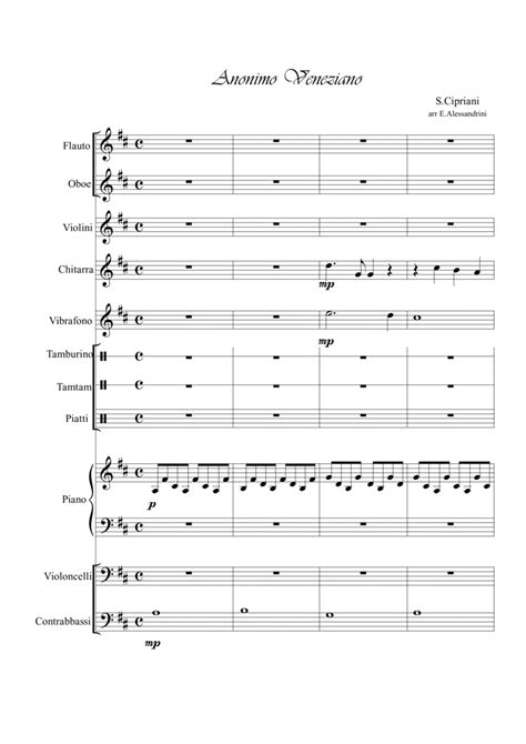 Anonimo Veneziano Arr Ester Alessandrini By S Cipriani Sheet Music