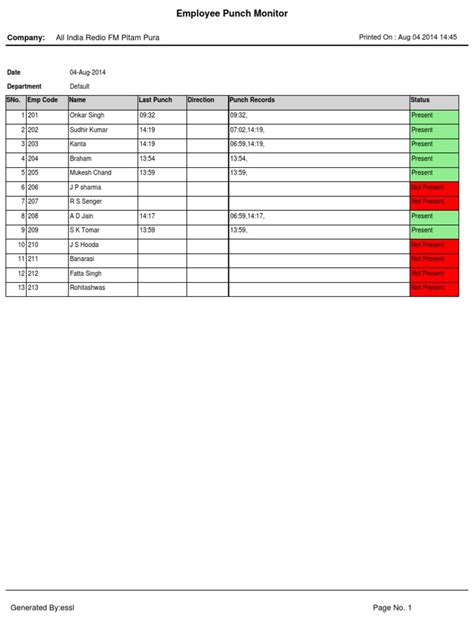 Employee Punch Monitor | PDF