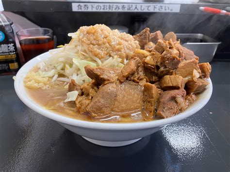 【デカ盛り】豚仙人 小田急相模原店〜国産豚 中ラーメン／茹で前500g／ニンニク少なめアブラマシ／極太麺／松翔製麺／乳化スープ／二郎