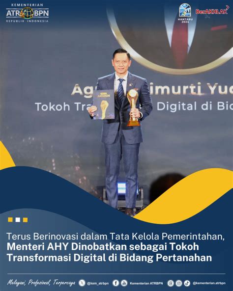 Terus Berinovasi Dalam Tata Kelola Pemerintahan Menteri Ahy Dinobatkan