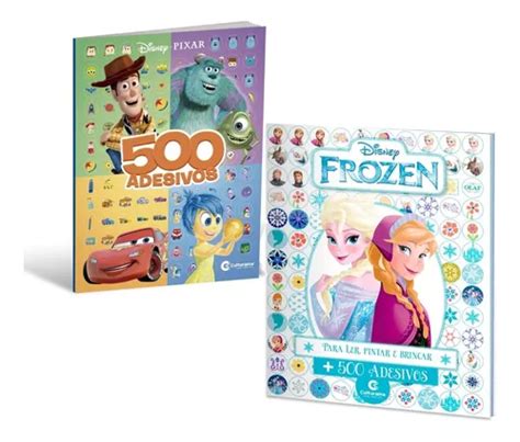 Kit 2 Livros 500 Adesivos Frozen Disney Pixar Culturama