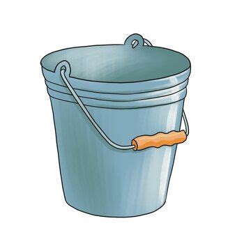 Drawing Metal Bucket Isolated At White Background Hand Drawn