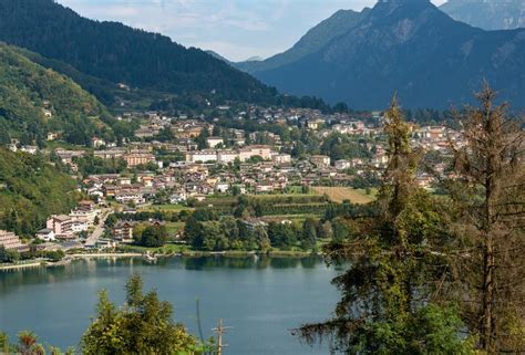 Levico Terme and Lake - Trentino Italy Stock Image - Image of coastline ...