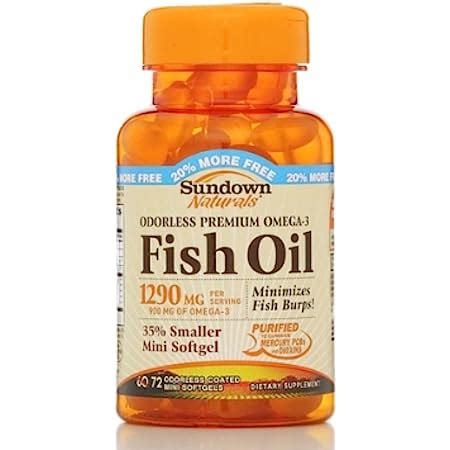 Amazon Sundown Naturals Odorless Premium Omega 3 Fish Oil 1290 Mg