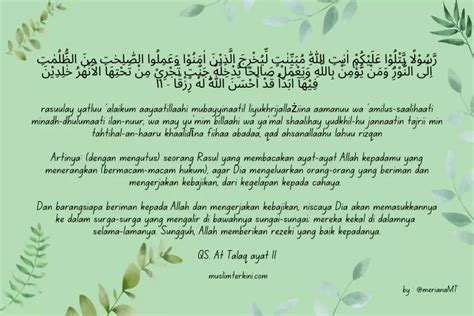 Surah At Talaq Ayat Arab Latin Dan Artinya Tentang Rezeki Yang