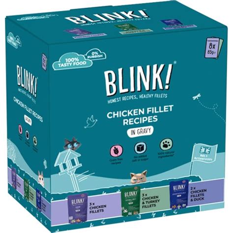 Blink! Wet Cat Food Chicken Pouch Selection in Gravy (8 x 85g ...