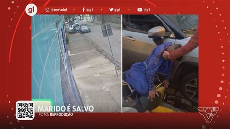 Vídeo G1 em 1 minuto Santos Mulher atropela bandidos e salva o