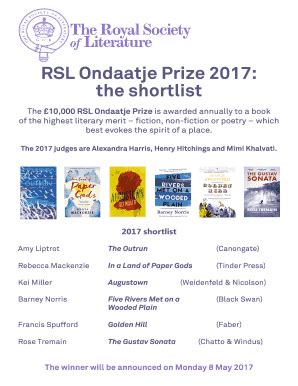 Fillable Online The 10 000 RSL Ondaatje Prize Is Awarded Annually To A