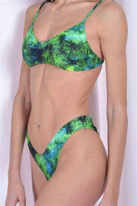 Bikini Top E Slip A V Green Tropic Velvet Snack