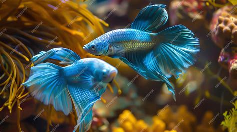 Premium Photo | A blue fish in the aquarium