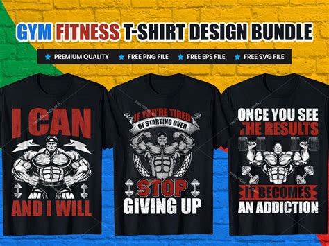 Gym Fitness T Shirt Design Gym Fitness T Shirt Design Bundle V7