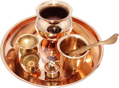 Copper Puja Thali Set For Hindu Rituals Set Hindu Prayer Religious