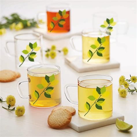 Buy Borosil Vision Green Leaves Tea N Coffee Classic Mug Set Of 6 Pcs