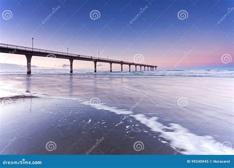 Sunset in New Brighton Beach Christchurch New Zealand Stock Image ...