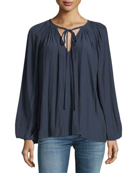 Ramy Brook Paris V Neck Peasant Blouse Neiman Marcus