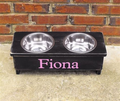 Raised Dog Bowl Stand Personalized 1 quart by TurquoiseWoodWorks