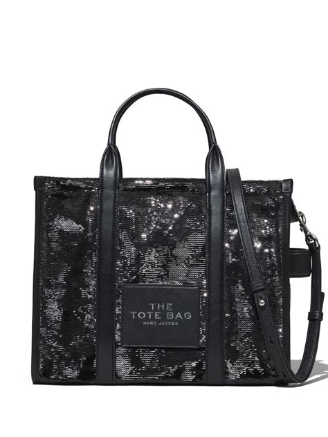 Marc Jacobs The Sequin Mini Tote Bag In Black Modesens