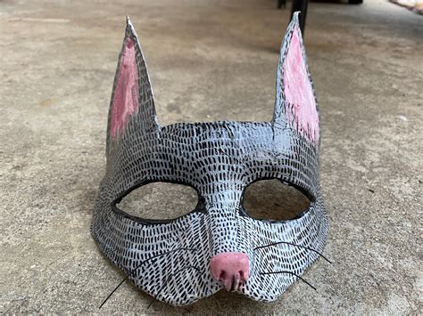 Cat Hand Made Paper Mache Mask