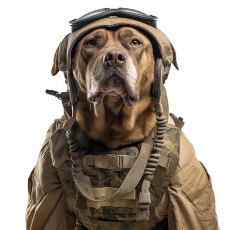 Premium Photo Closeup Portrait Of A Dog In A Military Uniform