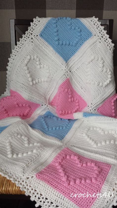 Coperta A Cuore Con Motivo All Uncinetto Etsy Italia Baby Afghan