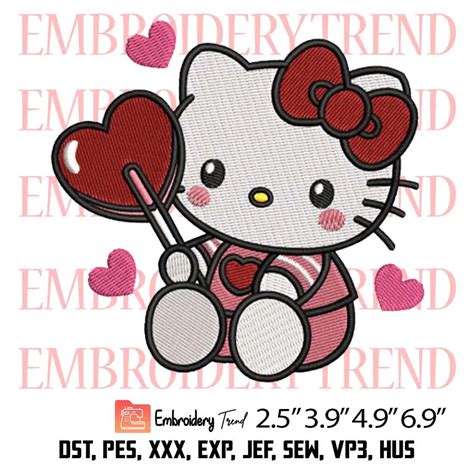 Hello Kitty Candy Hearts Embroidery Design, Valentine Hello Kitty ...