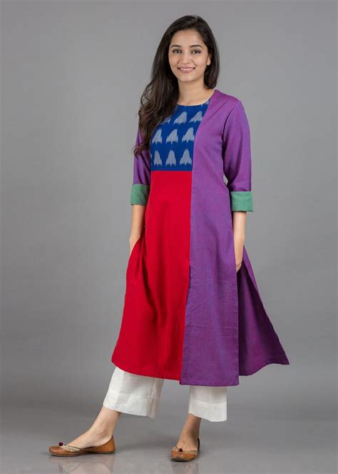 Purple Edit Limited Edition Half Ikat Yoke Handwoven Cotton Kurta